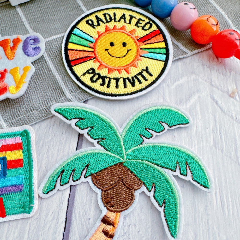 【皮卡布】i9 椰子樹 錄音帶 t4 太陽 徽章 布章 臂章燙 刺繡燙布貼 刺繡布貼 熨燙貼 熨燙布貼 Patch-細節圖4