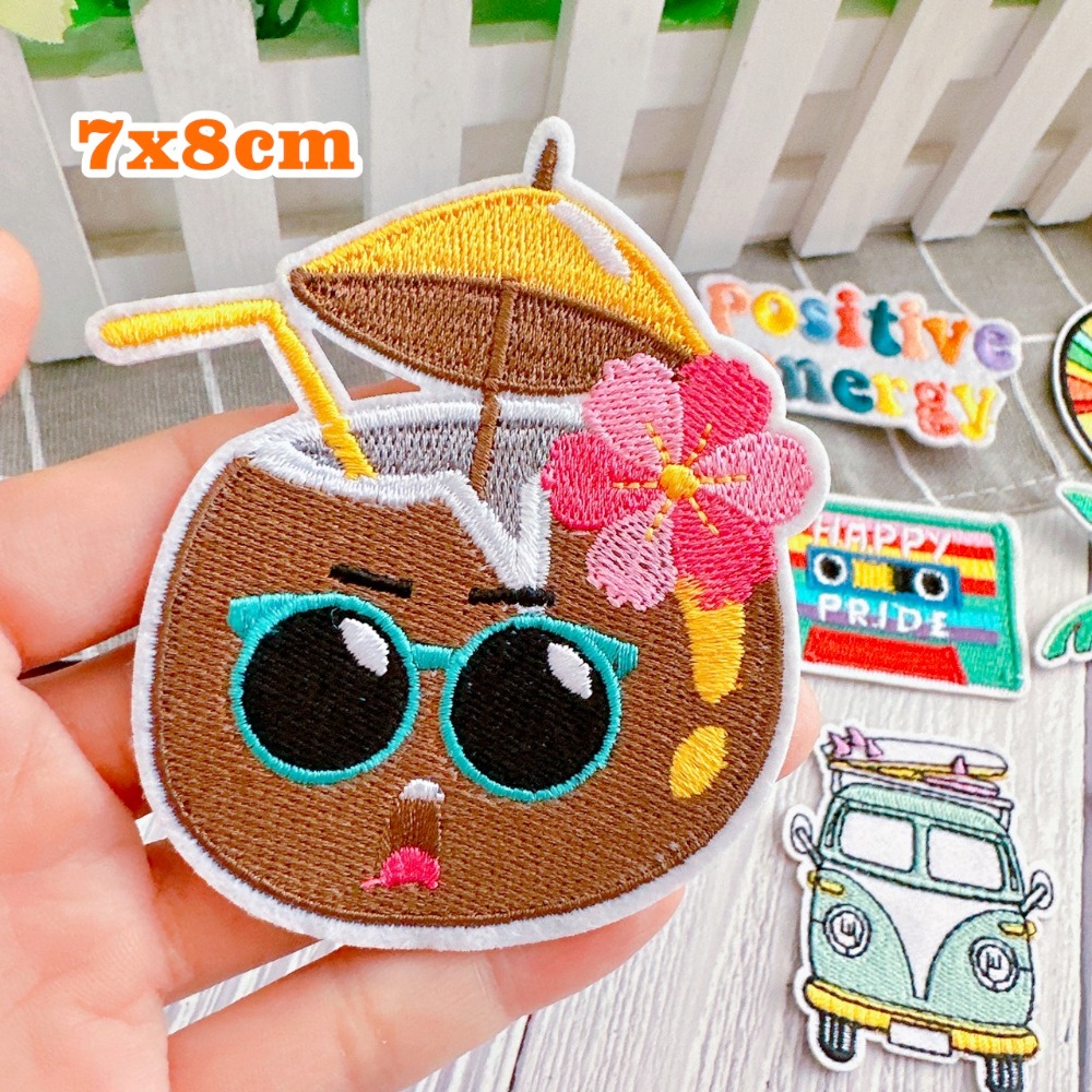 【皮卡布】i9 椰子樹 錄音帶 t4 太陽 徽章 布章 臂章燙 刺繡燙布貼 刺繡布貼 熨燙貼 熨燙布貼 Patch-規格圖5