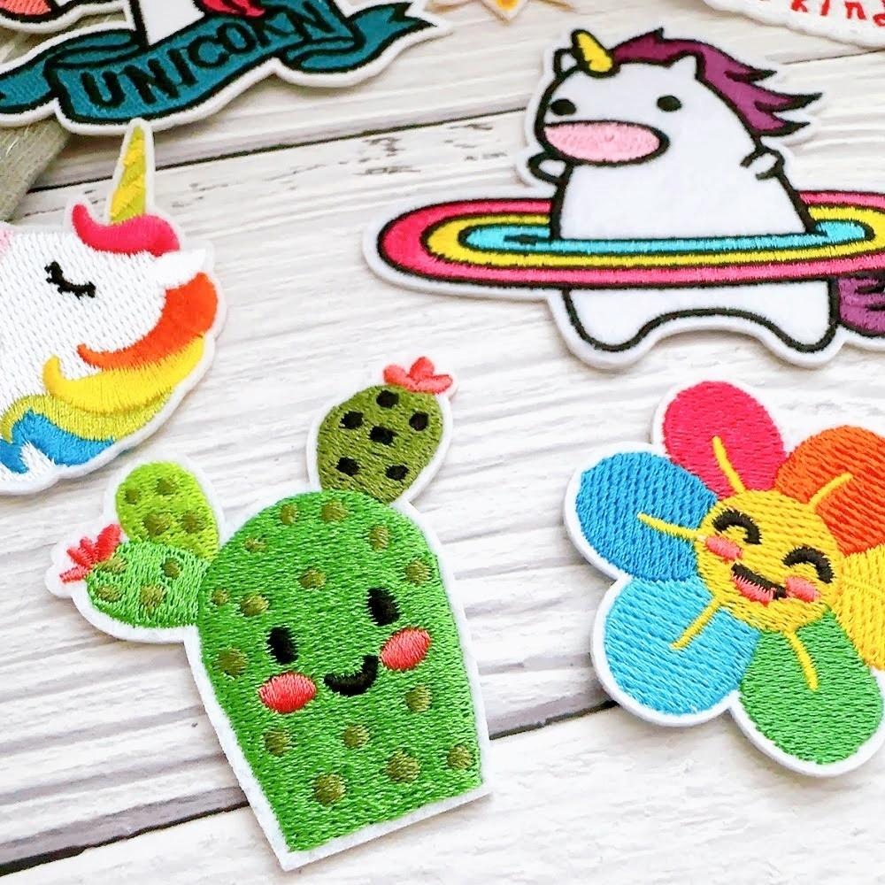【皮卡布】A16 獨角獸 仙人掌 太陽 小花 彩虹 布貼 布章 臂章燙 刺繡燙布貼 刺繡布貼 熨燙貼 燙布貼 Patch-細節圖3