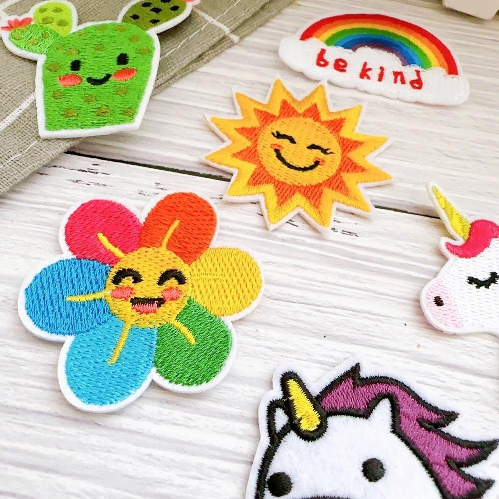 【皮卡布】A16 獨角獸 仙人掌 太陽 小花 彩虹 布貼 布章 臂章燙 刺繡燙布貼 刺繡布貼 熨燙貼 燙布貼 Patch-細節圖6