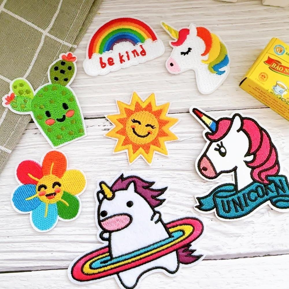 【皮卡布】A16 獨角獸 仙人掌 太陽 小花 彩虹 布貼 布章 臂章燙 刺繡燙布貼 刺繡布貼 熨燙貼 燙布貼 Patch-細節圖7