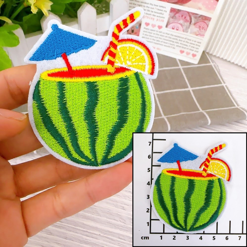 【皮卡布】i17 沙灘 珍珠奶茶 托鞋 布貼 布章 比基尼 刺繡燙布貼 徽章 刺繡布貼  熨燙貼  熨燙布貼 Patch-規格圖8