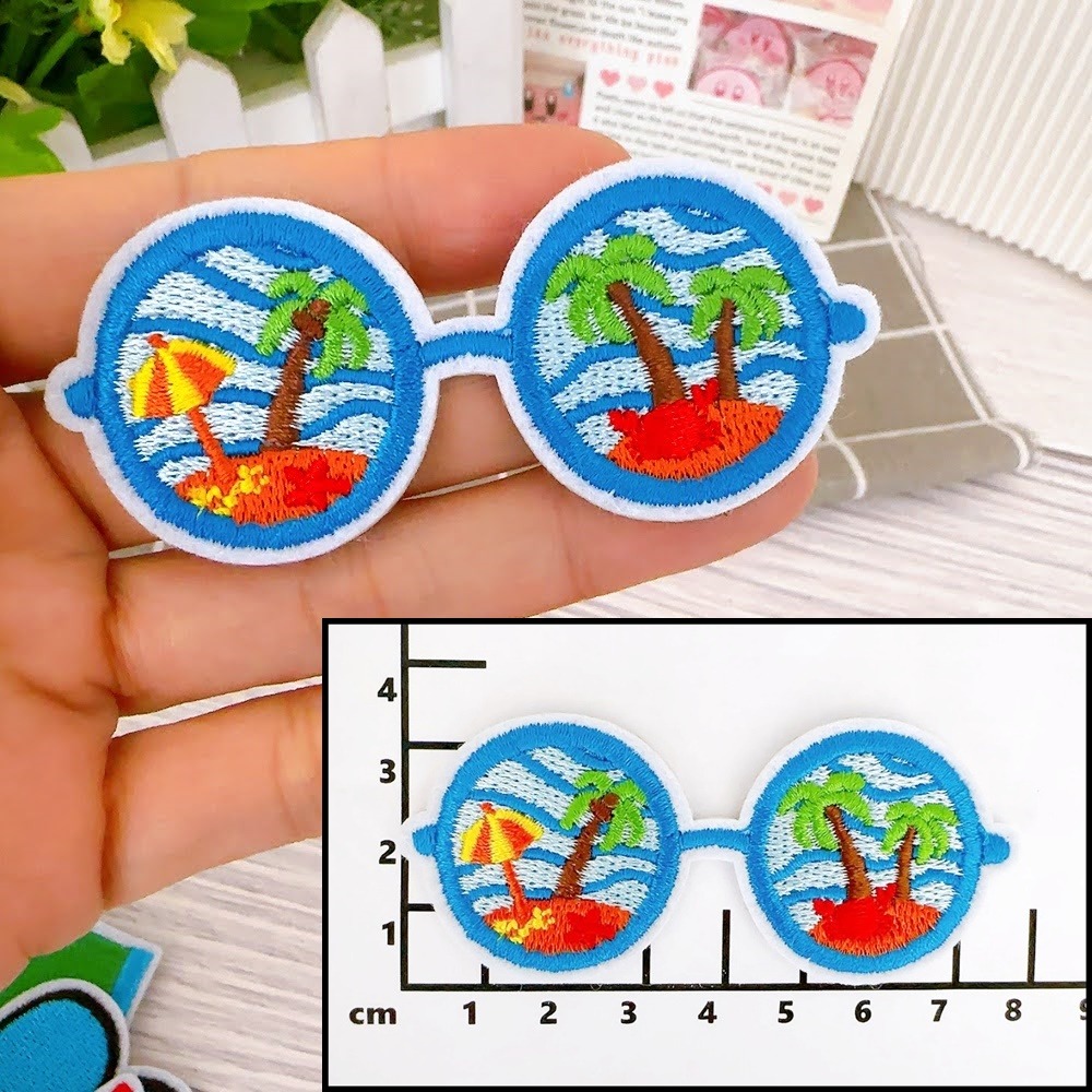 【皮卡布】i17 沙灘 珍珠奶茶 托鞋 布貼 布章 比基尼 刺繡燙布貼 徽章 刺繡布貼  熨燙貼  熨燙布貼 Patch-規格圖8