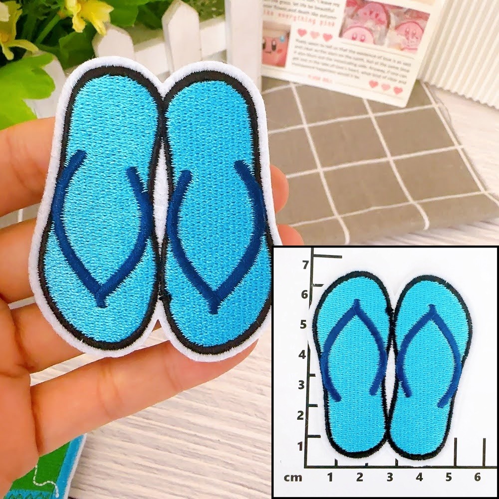 【皮卡布】i17 沙灘 珍珠奶茶 托鞋 布貼 布章 比基尼 刺繡燙布貼 徽章 刺繡布貼  熨燙貼  熨燙布貼 Patch-規格圖8