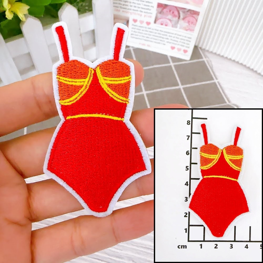 【皮卡布】i17 沙灘 珍珠奶茶 托鞋 布貼 布章 比基尼 刺繡燙布貼 徽章 刺繡布貼  熨燙貼  熨燙布貼 Patch-規格圖8