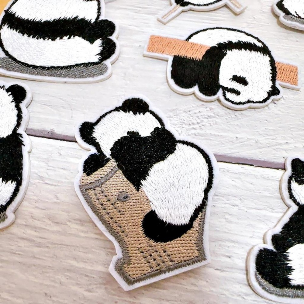 【皮卡布】H11 熊貓 PANDA 布貼 徽章 布章 燙布貼  刺繡布貼 臂章 熨燙貼 熨燙布貼 Patch 魔鬼氈布章-細節圖2