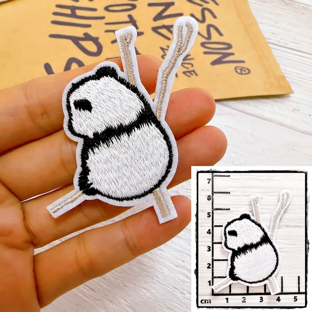 【皮卡布】H11 熊貓 PANDA 布貼 徽章 布章 燙布貼  刺繡布貼 臂章 熨燙貼 熨燙布貼 Patch 魔鬼氈布章-規格圖6