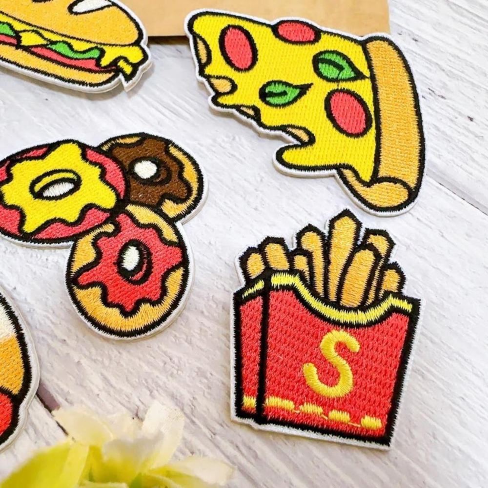 【皮卡布】H1漢堡 熱狗堡 薯條 披薩 甜甜圈 布貼 徽章 布章 刺繡燙布貼 刺繡布貼  熨燙貼 熨燙布貼 Patch-細節圖4
