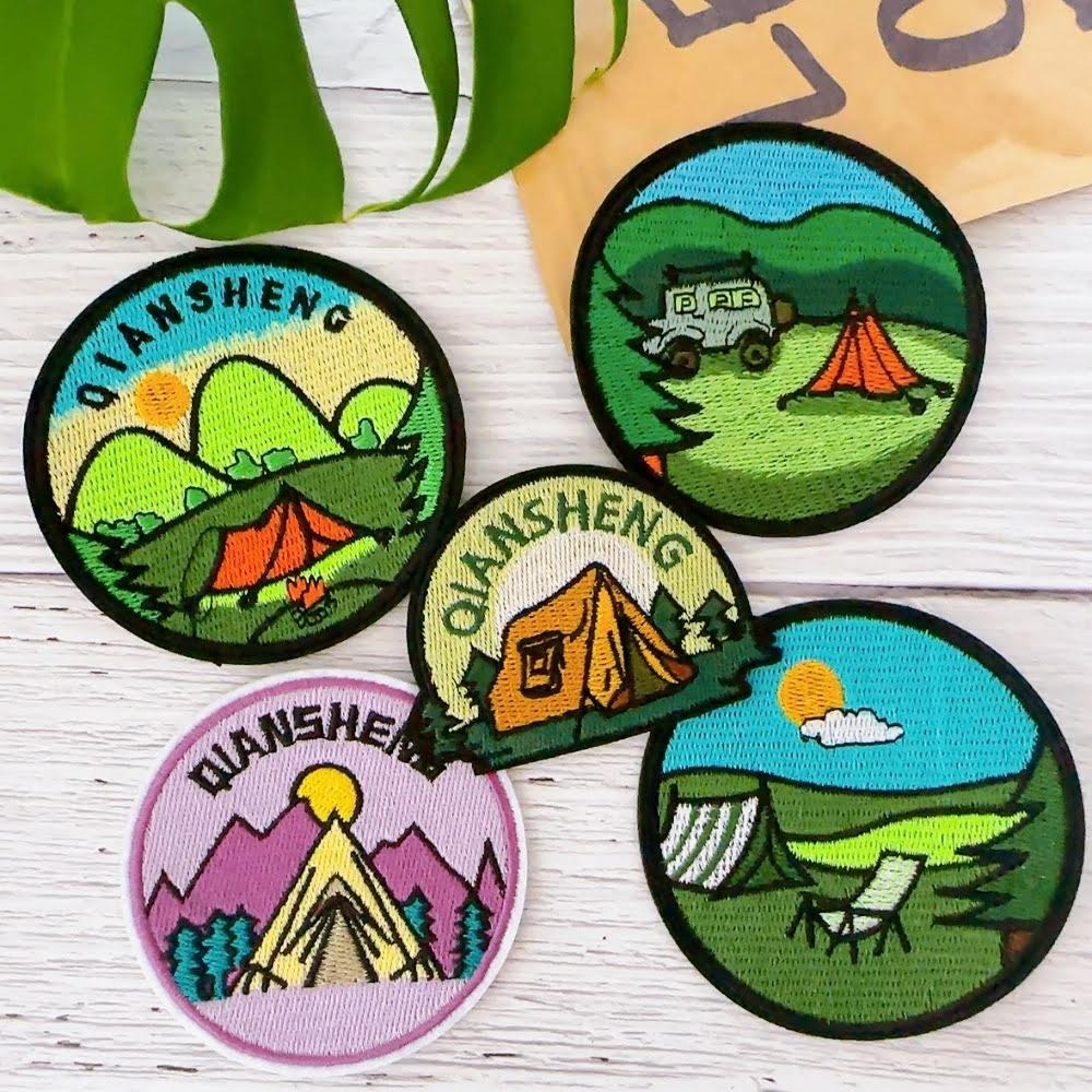 【皮卡布】H12露營 登山 帳篷 布標 布章 臂章燙 魔鬼氈布章 徽章 刺繡布貼 熨燙貼 CAMPING 魔術貼 野外-細節圖2