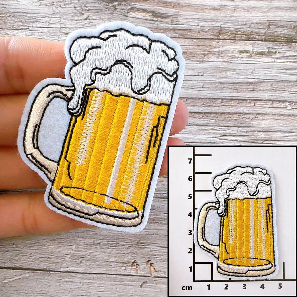 【皮卡布】 i19 啤酒 beer 橡木桶 徽章 布貼 刺繡燙布貼 布貼紙 刺繡布貼  熨燙貼 魔鬼氈布章 Patch-規格圖7