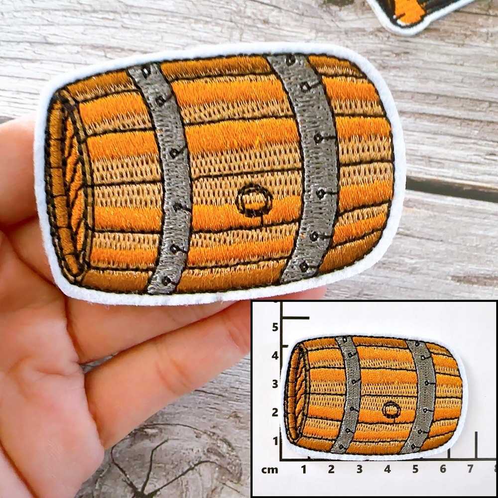 【皮卡布】 i19 啤酒 beer 橡木桶 徽章 布貼 刺繡燙布貼 布貼紙 刺繡布貼  熨燙貼 魔鬼氈布章 Patch-規格圖7