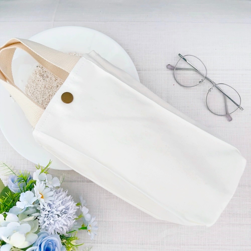 【皮卡布】長形手提袋 水壺袋 雨傘袋 素面手提袋 純色手提袋 素面有扣手提袋 彩繪空白袋 小外出袋 DIY彩繪袋-規格圖9