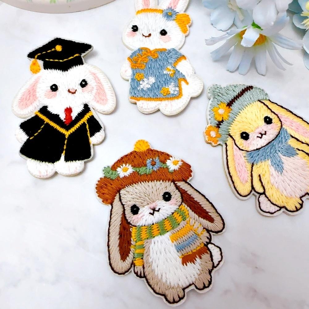 【皮卡布】CH6｜兔子布貼｜可愛布貼｜徽章｜燙布貼｜布貼｜布章｜刺繡布貼｜魔鬼氈布章｜Patch｜補丁｜垂耳兔｜臂章-細節圖2