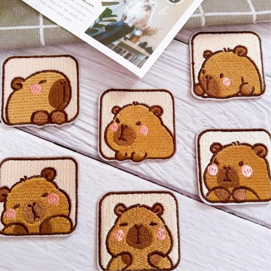 【皮卡布】貼紙/魔鬼氈可選/CH3/卡皮巴拉布貼/水豚君/水豚｜可愛布貼｜徽章｜燙布貼｜布貼｜布章｜刺繡布貼｜魔鬼氈布章-細節圖3