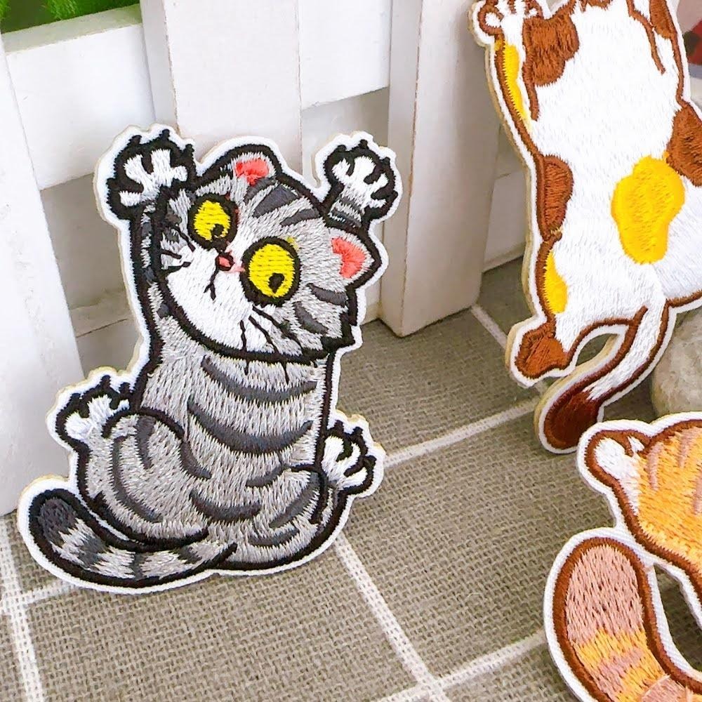 【皮卡布】 L1 貓咪布貼  布章 臂章布貼 刺繡布章 徽章 刺繡貼布 熨燙貼 燙布貼 Patch 補丁貼 魔鬼氈布章-細節圖2