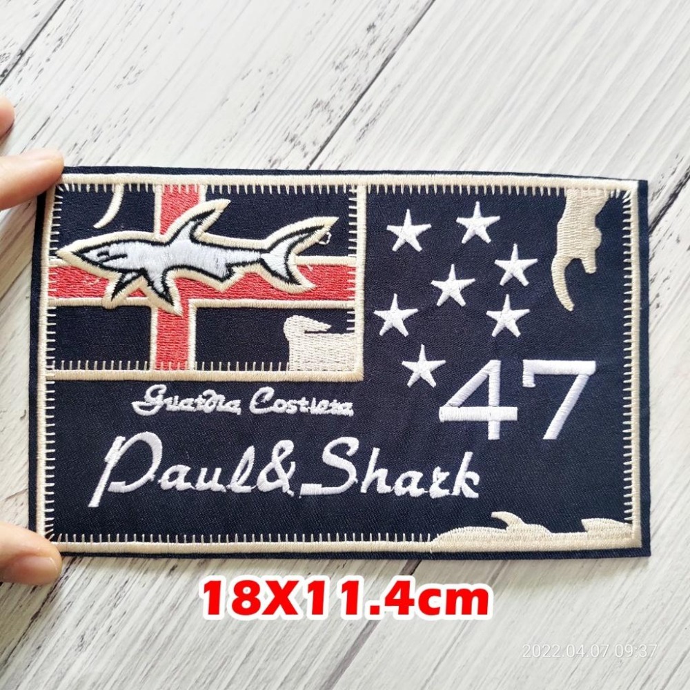 【皮卡布】 E12-1英文字 英國國旗 鯊魚 布貼 臂章 刺繡燙布貼 徽章 刺繡布貼 魔鬼氈布章  熨燙布貼 patch-細節圖2