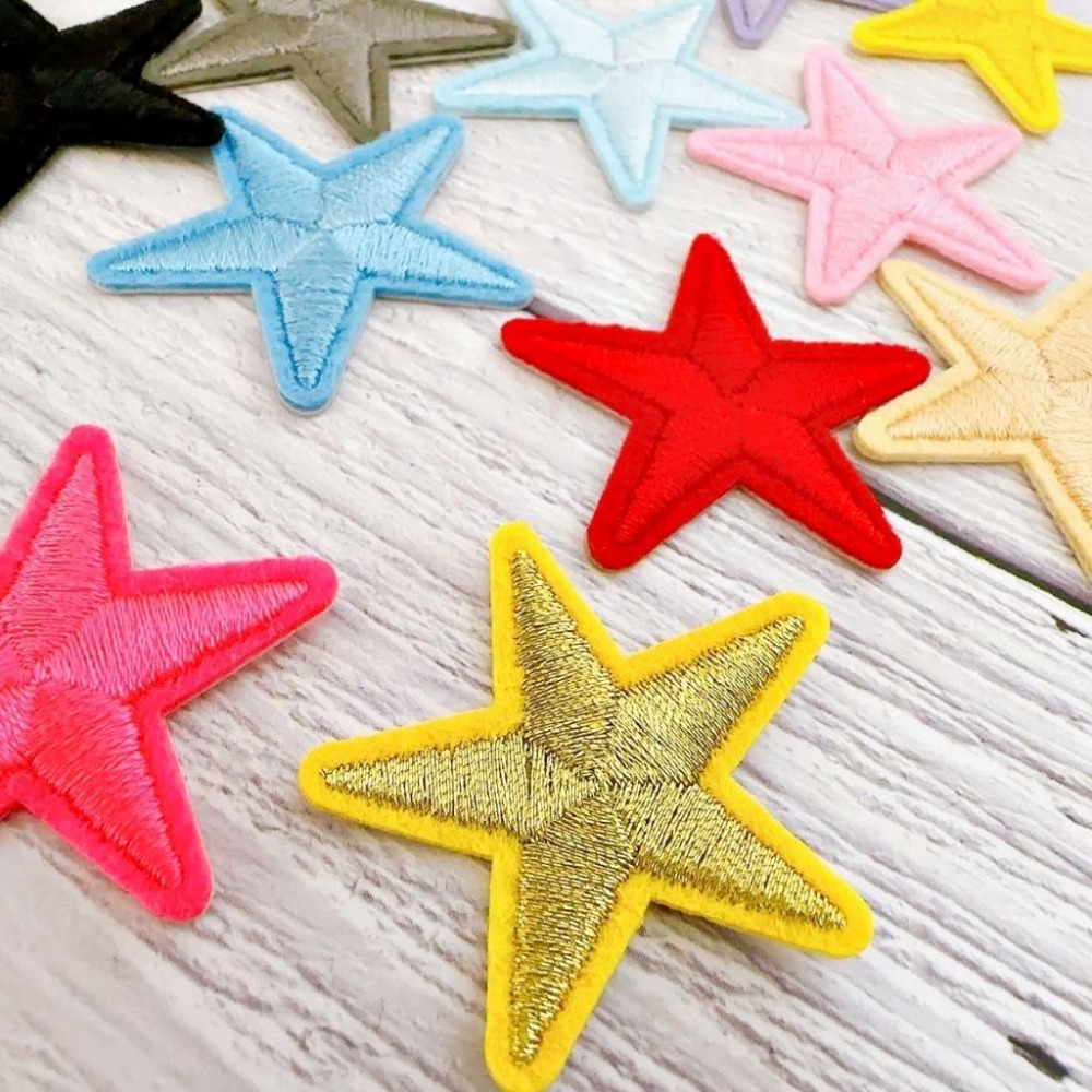 【皮卡布】H8 套組 星星布貼 徽章 布章 刺繡燙布貼 小星星 刺繡布貼 臂章 熨燙貼 熨燙布貼 Patch 魔鬼氈布章-細節圖3