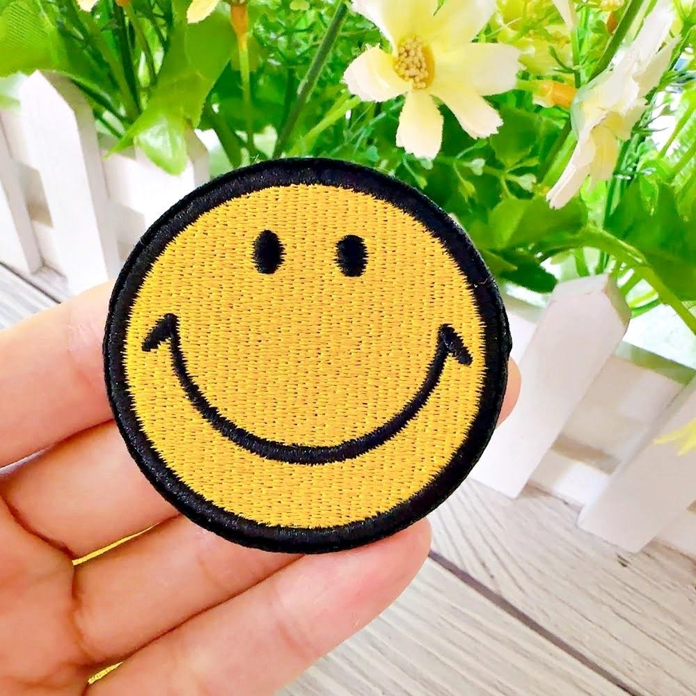 【皮卡布】A14免熨燙 布貼 布章 SMILE 微笑 臂章 徽章 刺繡布貼 熨燙貼 熨燙布貼 Patch 魔鬼氈布章-細節圖3