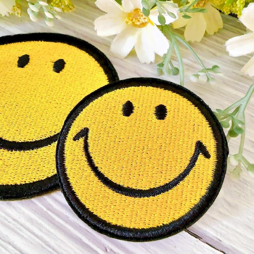 【皮卡布】A14免熨燙 布貼 布章 SMILE 微笑 臂章 徽章 刺繡布貼 熨燙貼 熨燙布貼 Patch 魔鬼氈布章-細節圖4