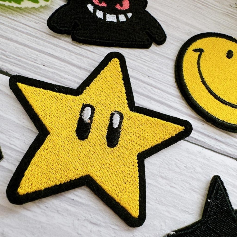 【皮卡布】A14免熨燙 布貼 布章 SMILE 微笑 臂章 徽章 刺繡布貼 熨燙貼 熨燙布貼 Patch 魔鬼氈布章-細節圖5