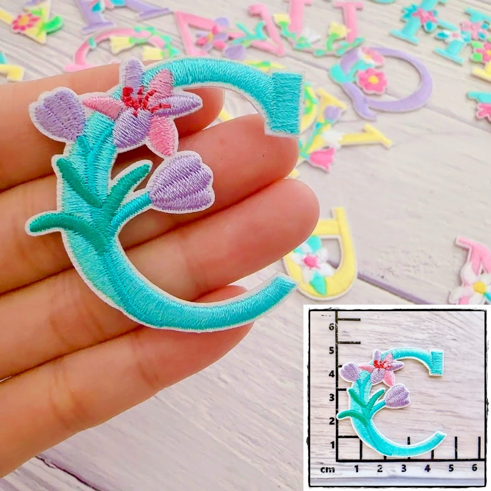 【皮卡布】E17｜英文文字布貼｜花系｜文字布章｜臂章｜徽章｜燙布貼｜布貼｜布章｜刺繡布貼｜魔鬼氈布章｜補丁｜Patch｜-規格圖9