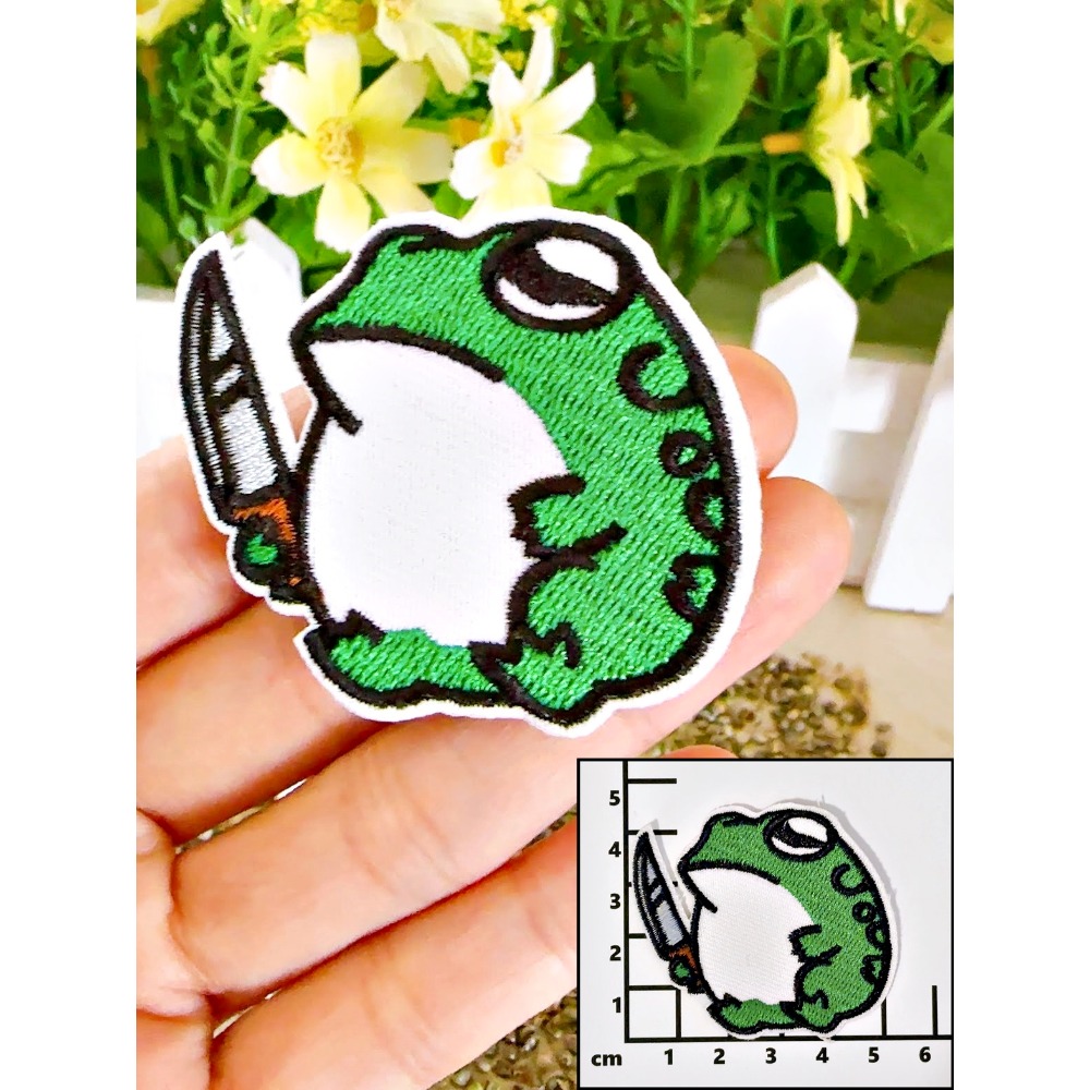 【皮卡布】青蛙 布貼 刺繡布貼 布章 燙布貼 貼紙 手帳貼紙 刺繡布貼 frog 刺繡裝飾貼 魔鬼氈布章 patch-規格圖4