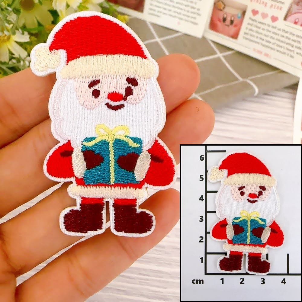 【皮卡布】DO-2 聖誕樹 聖誕襪 聖誕老人 雪人 貼紙 布貼 臂章 布標 刺繡燙布貼 徽章 刺繡布貼 布貼紙 熨燙布貼-規格圖8