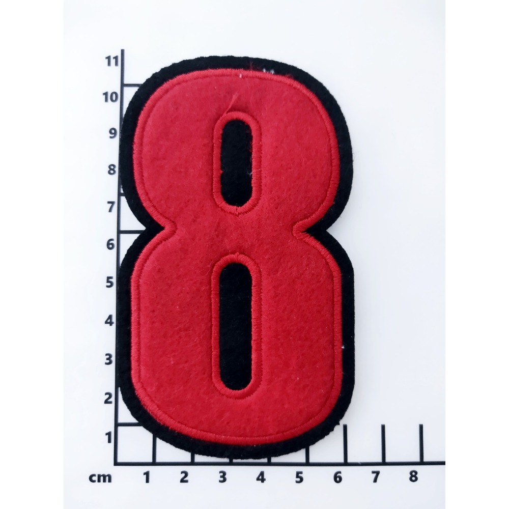 【皮卡布】E10紅色大數字布貼 布貼 臂章燙 刺繡燙布貼 徽章 刺繡布貼 補丁 補破洞 燙貼布 熨燙布貼 魔鬼氈布章-規格圖2