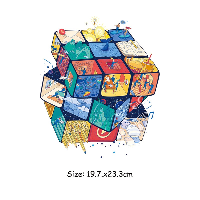 【皮卡布】熱轉印貼紙 S-B9 魔術方塊 熱熨燙貼  手工diy  熱轉印燙畫 燙畫貼-細節圖2