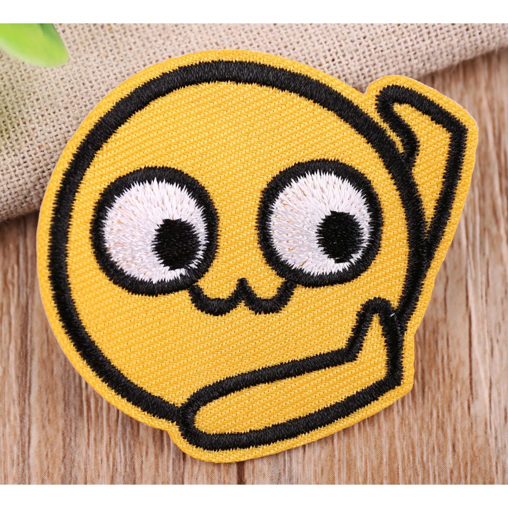 【皮卡布】 H3 微笑 smile 表情圖 布章 臂章燙 刺繡燙布貼 熨燙徽章 刺繡布貼  燙貼布 熨燙布貼 魔鬼氈布章-規格圖1