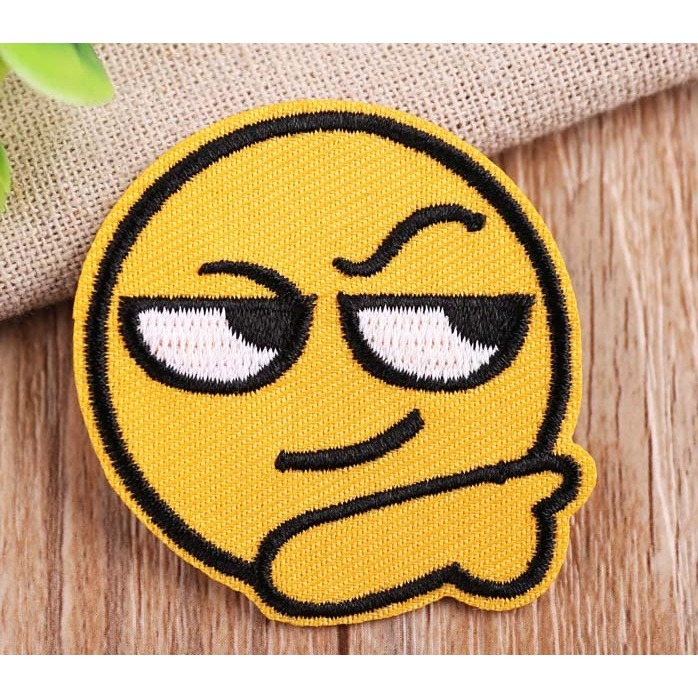 【皮卡布】 H3 微笑 smile 表情圖 布章 臂章燙 刺繡燙布貼 熨燙徽章 刺繡布貼  燙貼布 熨燙布貼 魔鬼氈布章-規格圖1