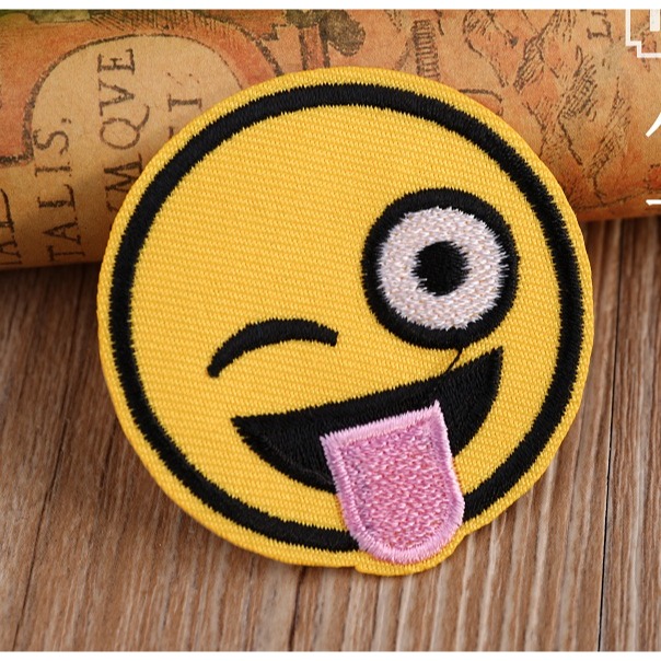 【皮卡布】 H3 微笑 smile 表情圖 布章 臂章燙 刺繡燙布貼 熨燙徽章 刺繡布貼  燙貼布 熨燙布貼 魔鬼氈布章-規格圖1