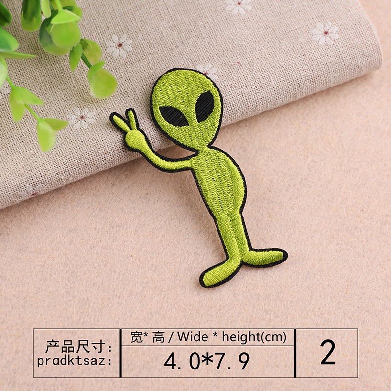 【皮卡布】 S4 手工 外星人 太空梭 太空人 布章 臂章燙 刺繡燙布貼 徽章 刺繡布貼 補丁 補破洞 燙貼布 熨燙布貼-規格圖2