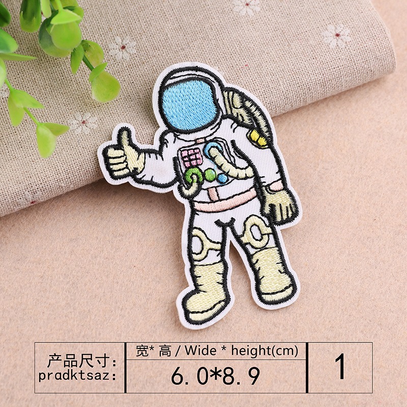 【皮卡布】 S4 手工 外星人 太空梭 太空人 布章 臂章燙 刺繡燙布貼 徽章 刺繡布貼 補丁 補破洞 燙貼布 熨燙布貼-規格圖2