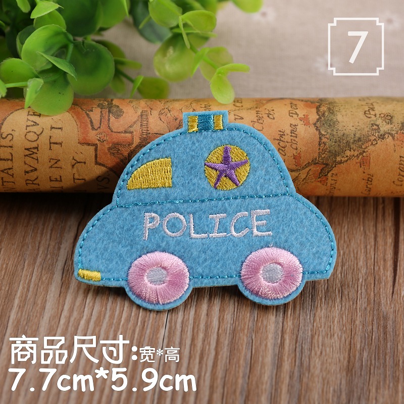 【皮卡布】A6 手工diy 小汽車 警車  布章 臂章燙 刺繡燙布貼 徽章 刺繡布貼 補丁魔鬼氈布章 熨燙布貼 瀏海貼-細節圖3