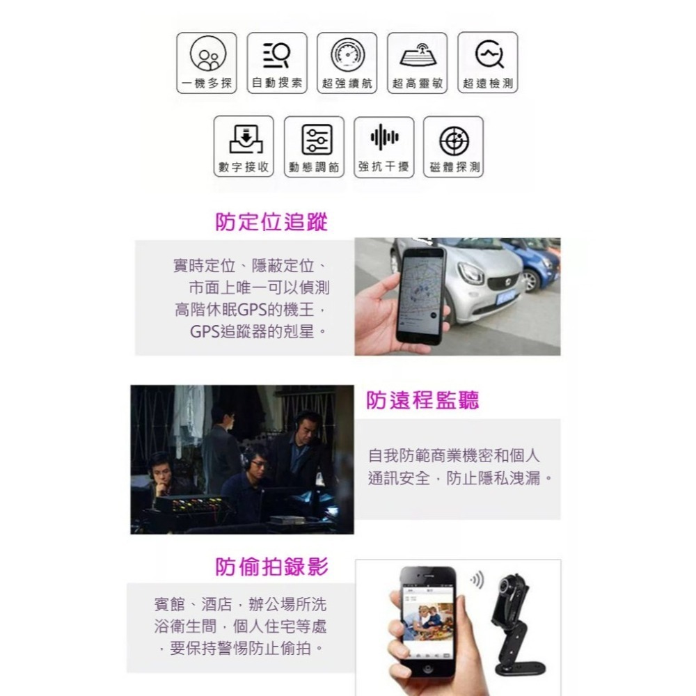 M9 無線電波偵測器 反偷拍 反針孔 反追蹤 反監聽 RF 掃描器 智能休眠高階GPS【寶力數位建國總店】-細節圖2