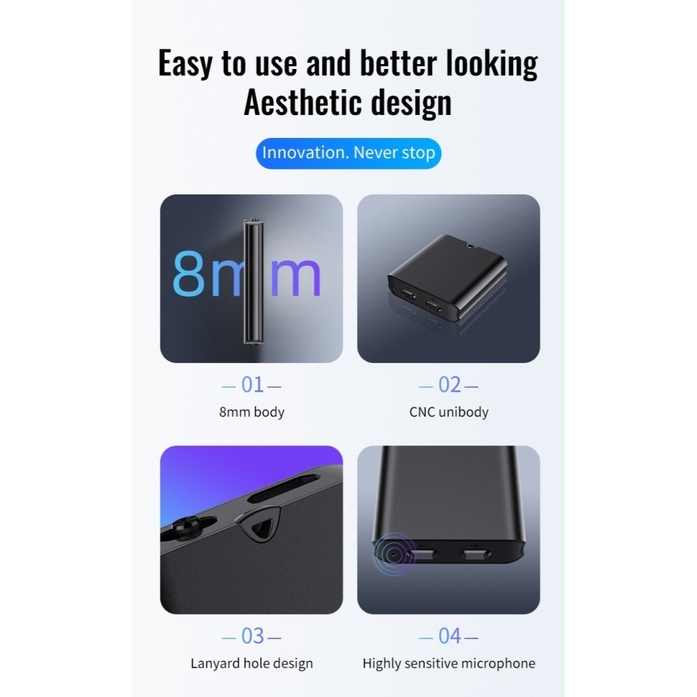 S8 最小輕薄 錄音筆 錄音小方塊 大拇指大小 有縫就塞 反霸凌蒐證 高清收音 專業AI聲控【寶力數位建國總店】-細節圖3