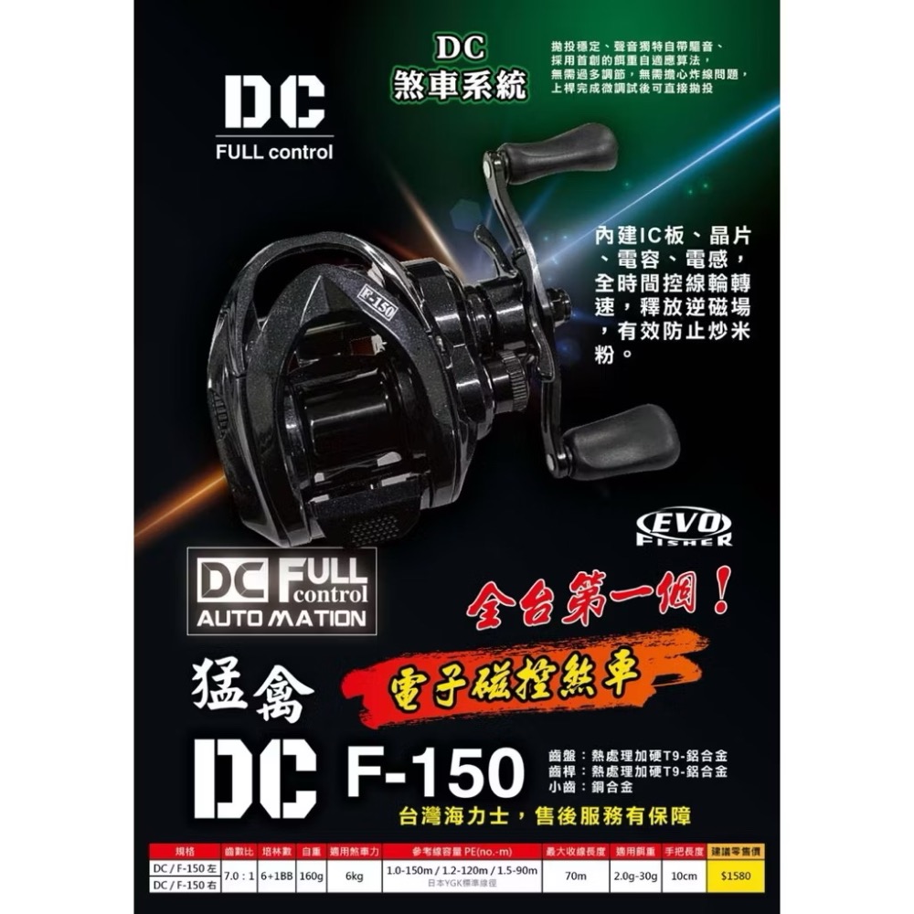 海力士 EVO 猛禽 DC F-150 小烏龜 水滴輪 電子磁控煞車 路亞捲線器 岸拋捲線器 路亞 岸拋 釣魚-細節圖6