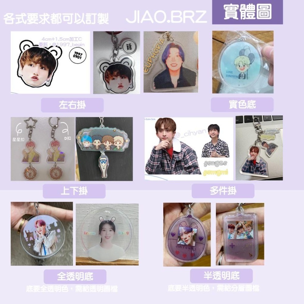 【覺JIAO】壓克力吊飾 偶像周邊印製／韓團／動漫／演唱會  應援／印刷／印製／訂製／客製化/ 同人 吊飾-細節圖4