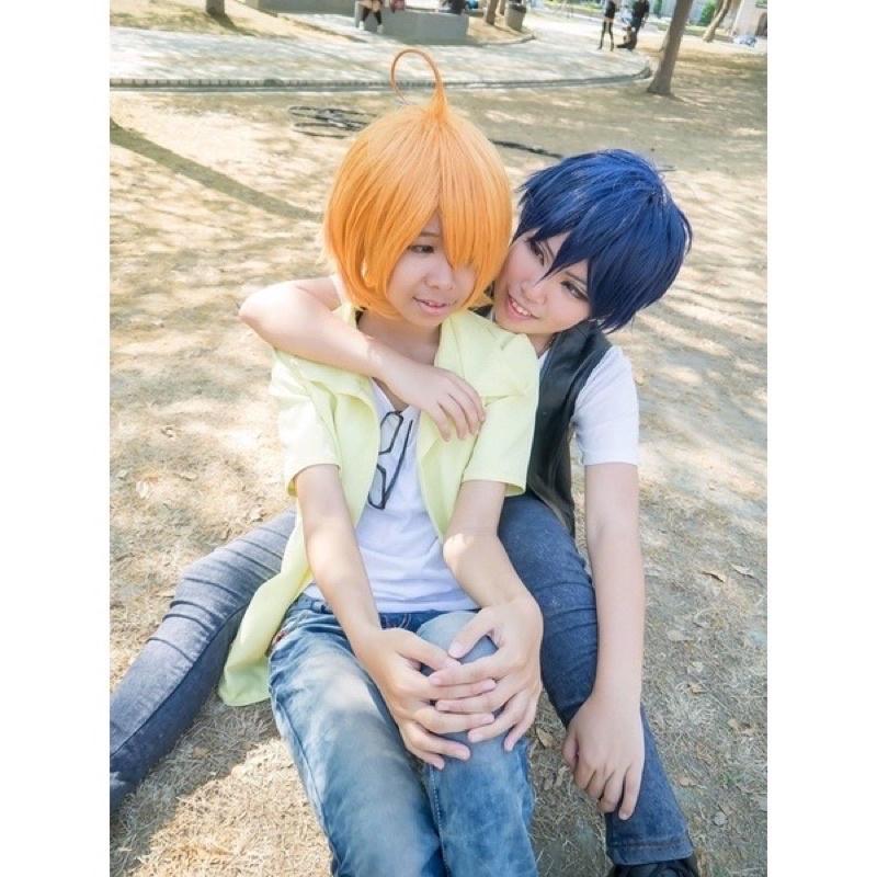 【覺JIAO】COSPLAY ☛配件（假髮）- 短髮 假毛 橘髮 金髮 淺紫 深紫 酒紅 藍 美咲 凜 月山 董香 伏見-細節圖8