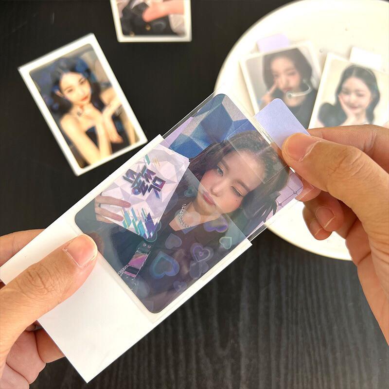 【覺JIAO】卡套☛Ins風 二層卡膜 雷射愛心 一包50張 保護小卡 收納 三吋 小卡 卡包  證件套 IVE-細節圖3