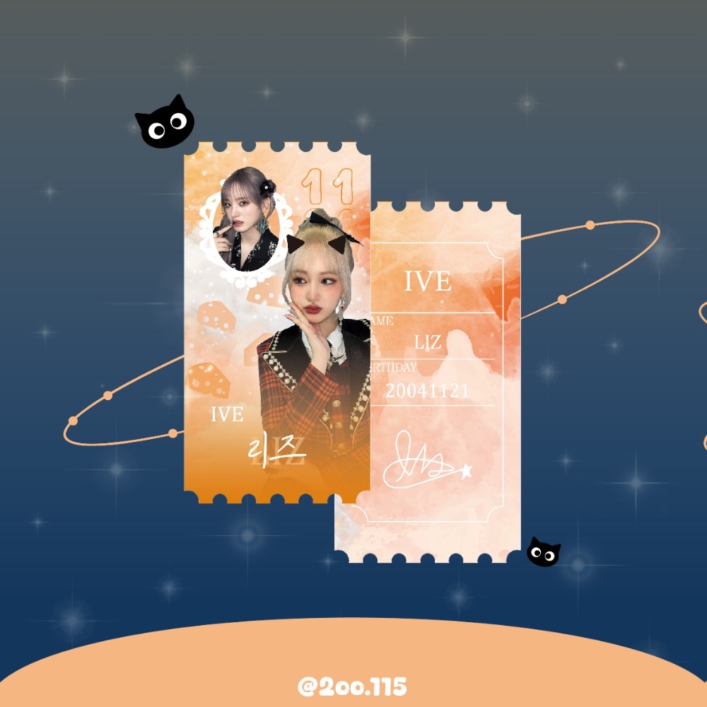 【覺JIAO】韓星☛ IVE  Liz 生日應援 小卡 貼紙 票根 栗子 生日 應援-細節圖2