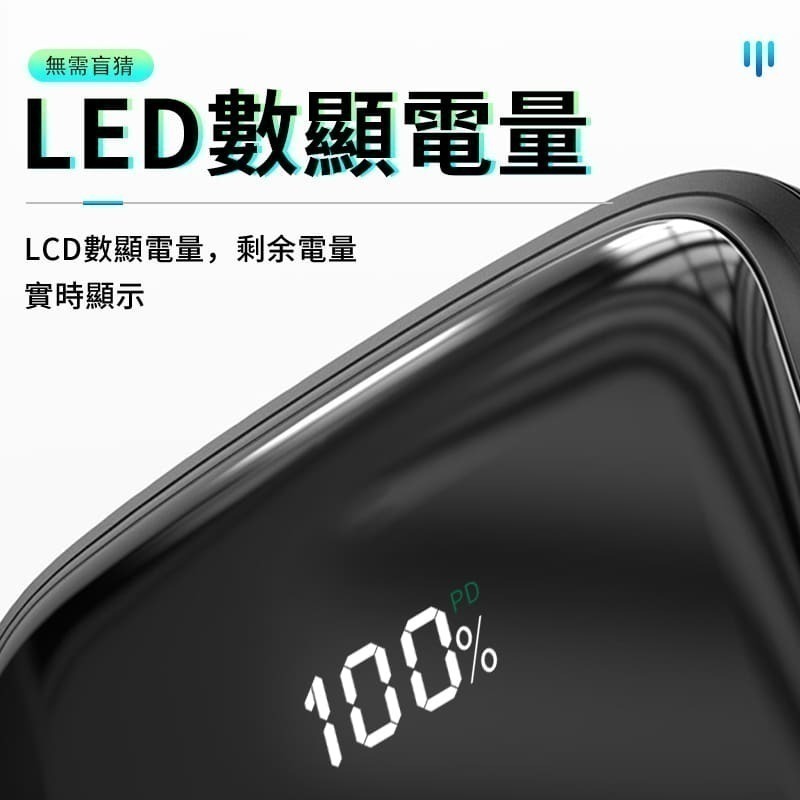 【獨家販售】台灣公司行動電源 20000mah 自帶線 安卓 蘋果行充充電寶行動充 移動電源 充電器【C1-00232】-細節圖9