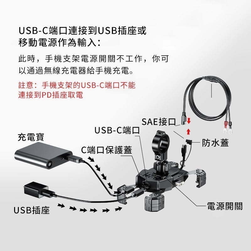 【限購2台】機車無線充電支架 線充電 機車手機架 雙充電機車手機支架 15w快速充電 【M1-00126】-細節圖11