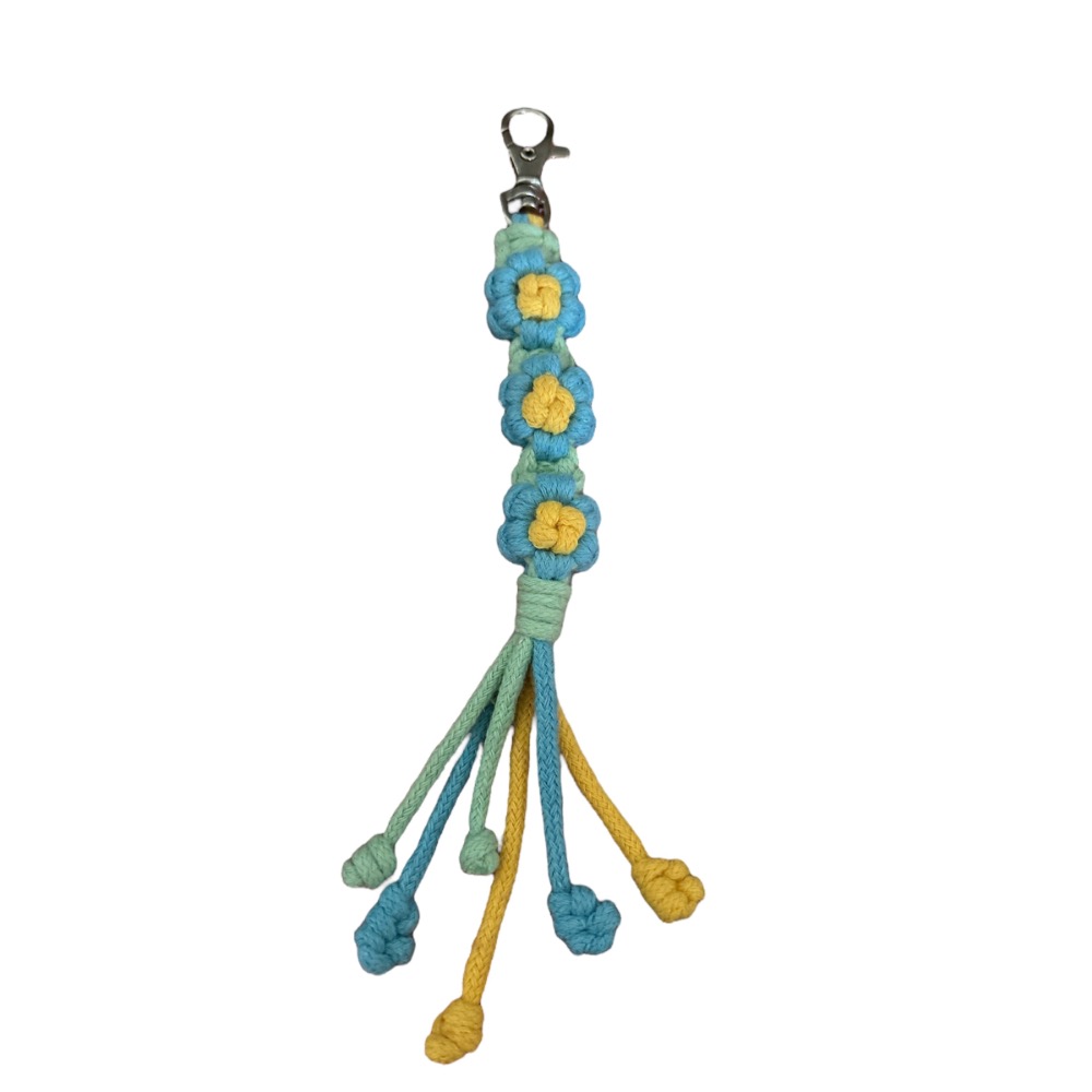 🌞暖暖手作小窩🌞編織小花長吊飾/編織吊飾-細節圖3