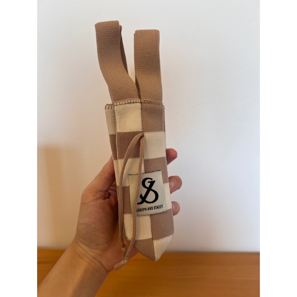 Joseph and Stacey針織棋盤格手機百褶包-迷你-卡其駝-細節圖4