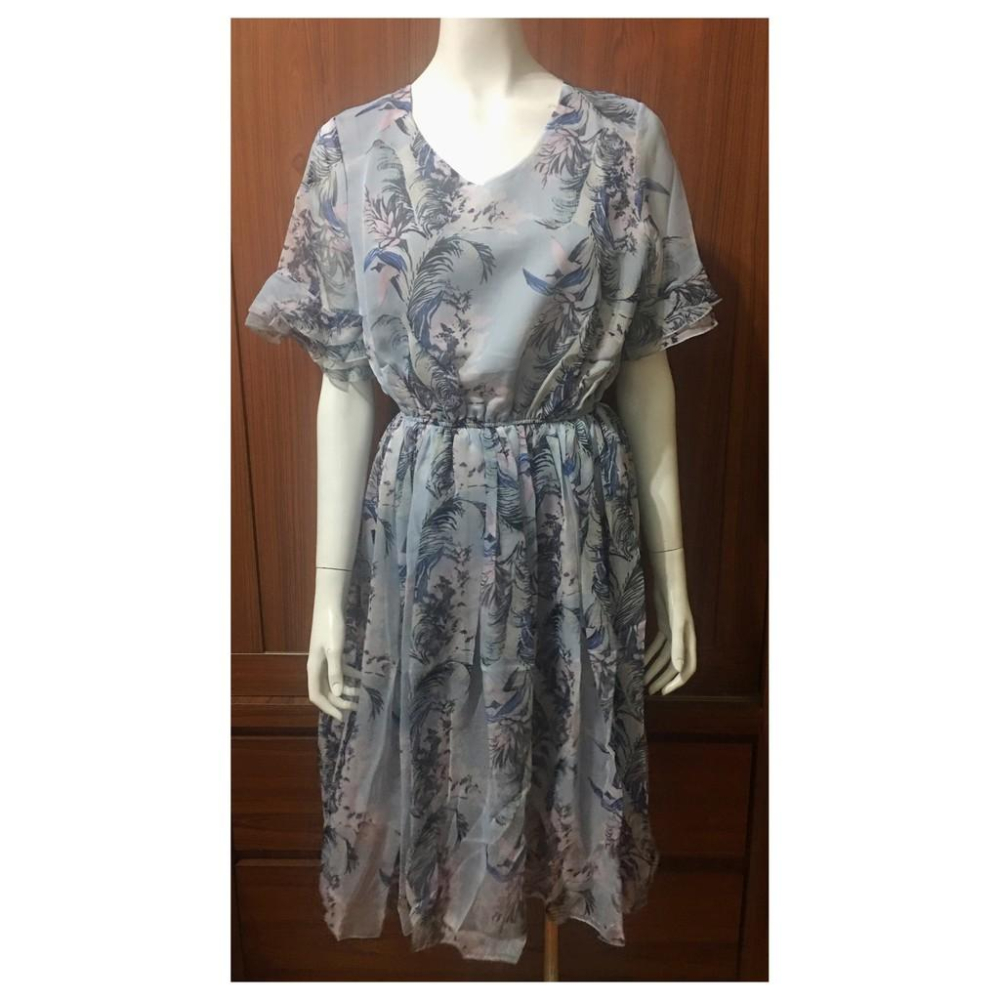『現貨快速出』柔BuQ【QB0107】春夏仙女氣質雪紡連身長洋裝(2XL)-細節圖6