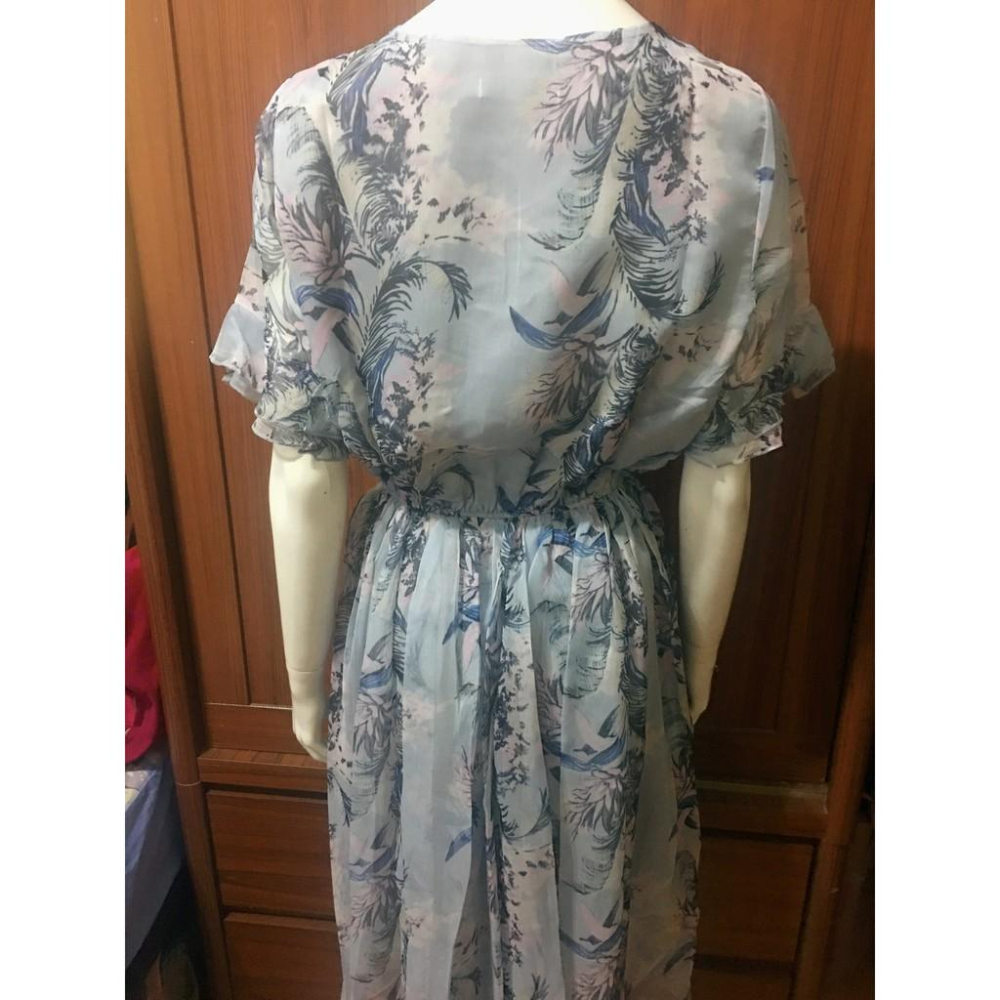 『現貨快速出』柔BuQ【QB0107】春夏仙女氣質雪紡連身長洋裝(2XL)-細節圖8