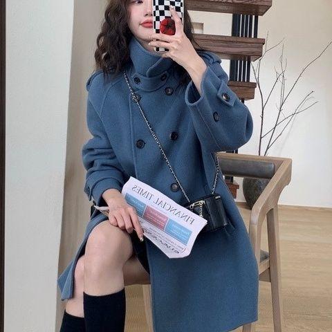 【現貨快速出】柔BuQ❤️❤▼斗篷外套女毛呢秋冬季小個子赫本風韓系加厚大衣潮◆★-細節圖5