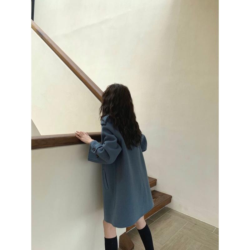 【現貨快速出】柔BuQ❤️❤▼斗篷外套女毛呢秋冬季小個子赫本風韓系加厚大衣潮◆★-細節圖7